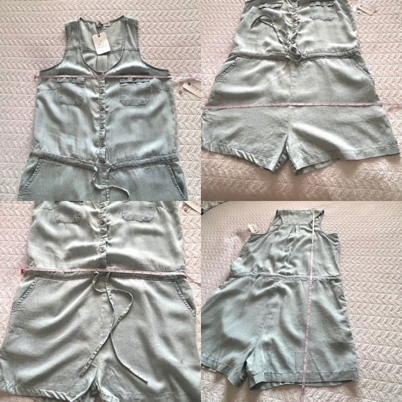 NWT Lakefield&Co Tencel Vintage Denim Look Shorts Romper Size Medium - Picture 11 of 14